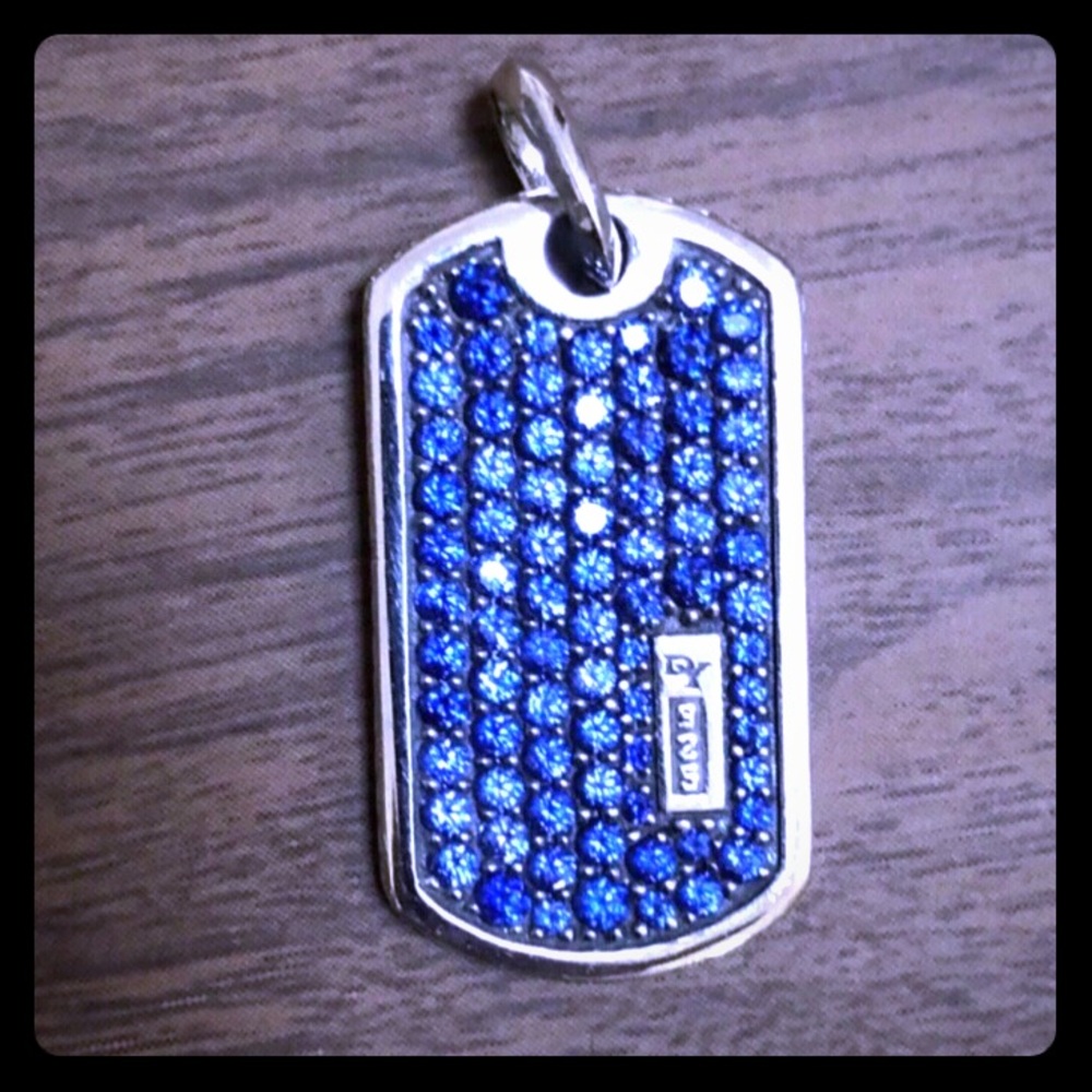 Blue sapphire David Yurman dog tag.